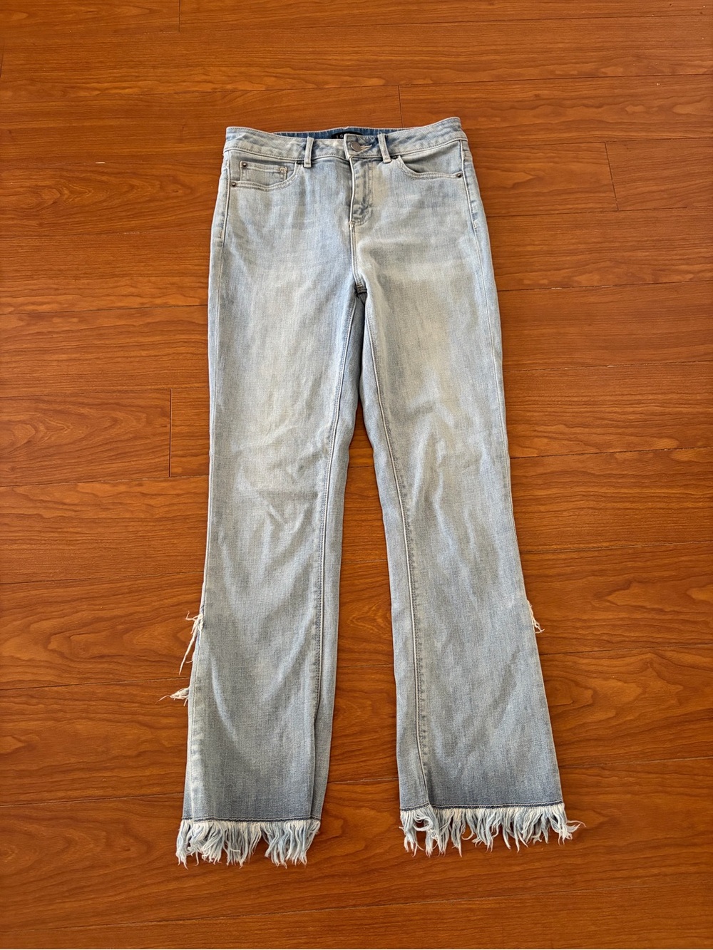 1. State Light Wash Frayed Tulip Hem Ankle Jeans - Picture 3 of 4